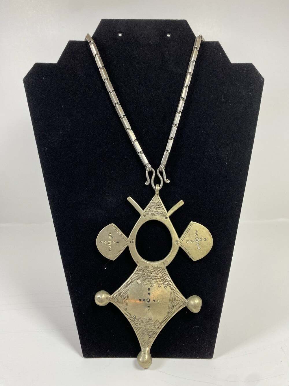 Tuareg Agadez Cross Pendant w/ Silver Necklace